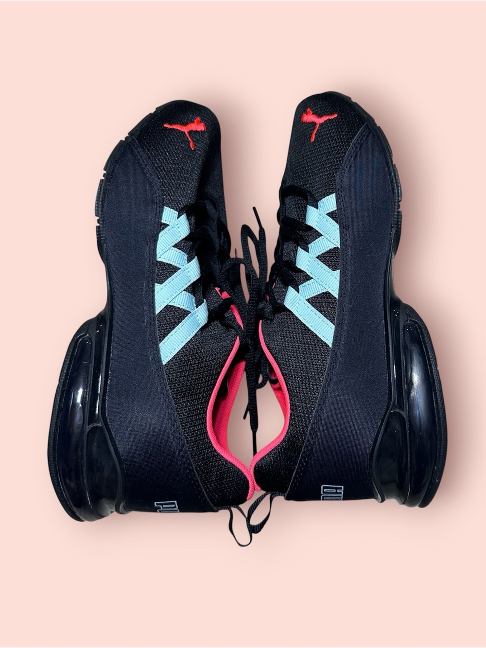 Puma Like NEW Size 8.5 Lightweight athletic gym Sneakers pink black and blue - Picture 2 of 5